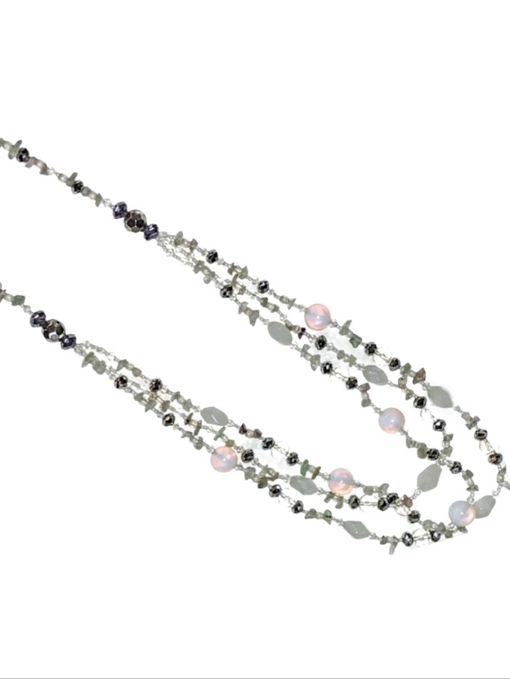 😍 Vintage Layered Swarovski AB Crystal Opal Stone Glass Crystal Beaded Necklace